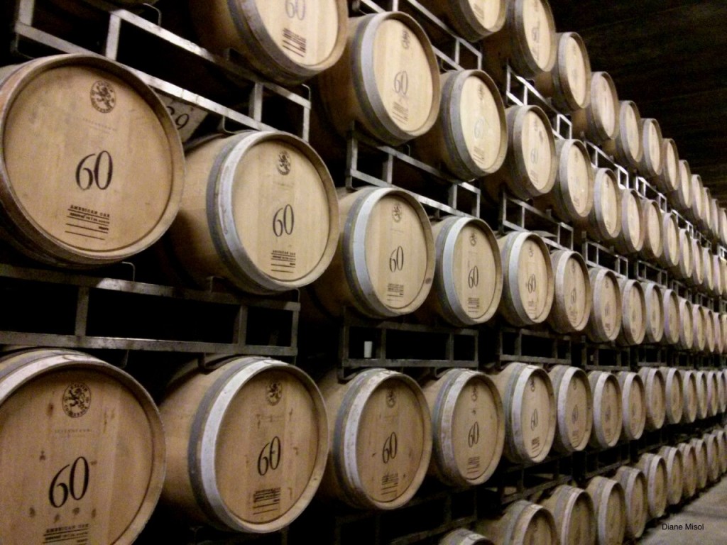Barrel racks of Primitivo Wine