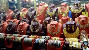 Jewelry on display at the Gold Souk in Dubai