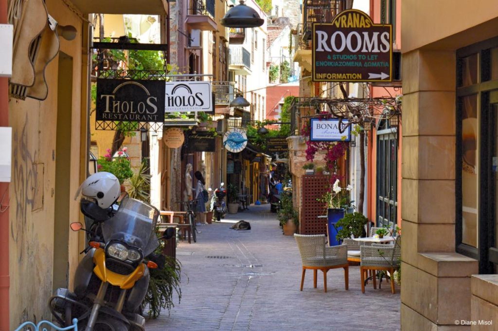 Alley of restaurants and rooms. Chania, Crete