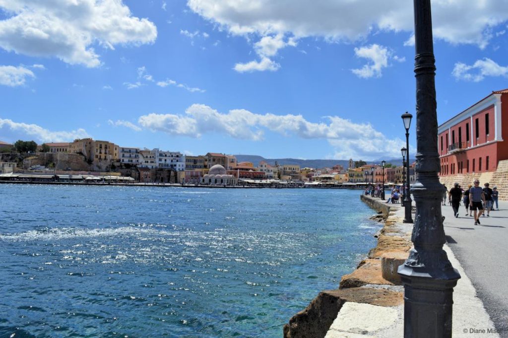 Long view of the Chania Venetian Waterfront. Crete, Greece