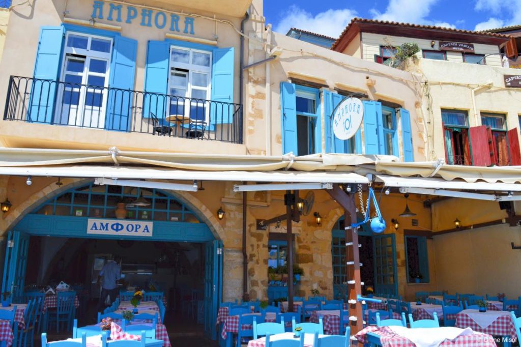 Restaurants on the Waterfront. Shania, Crete, Greece