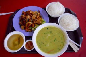 Green Curry and Cashew Chicken Set, Hawker Food, Singapore