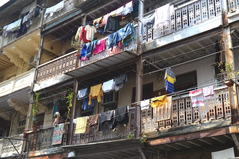 Laundry Day. Mumbai, India Clothes Hanging
