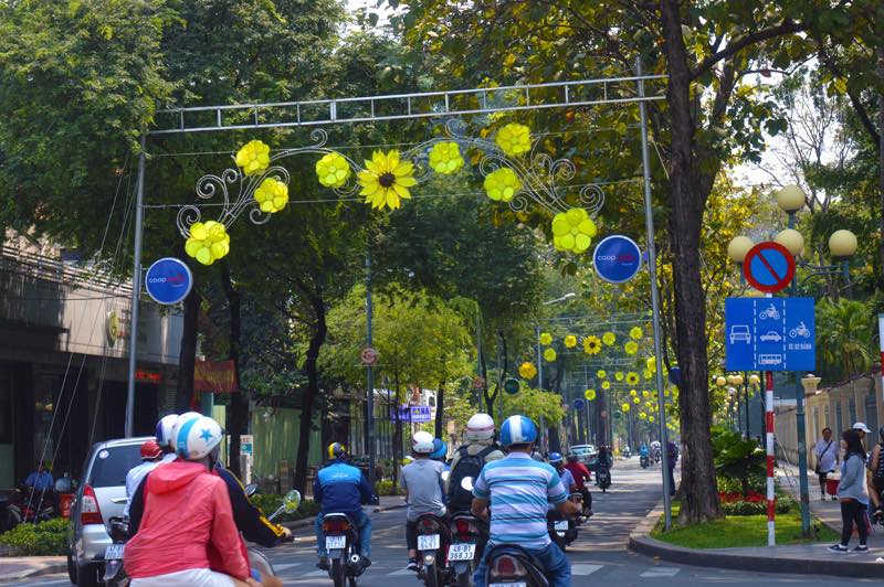 Decorated Ho Chi Minh Street - Vietnam