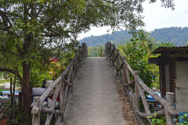 Foot and Moto Bridge over River - Langkawi, Malaysia