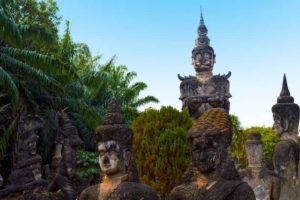 Three Headed Man, Buddha Park - Vientiane, Laos