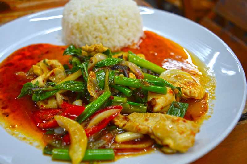 Basil Chicken - Restaurant Pad Thai Rachadumnoen, Chiang Mai, Thailand