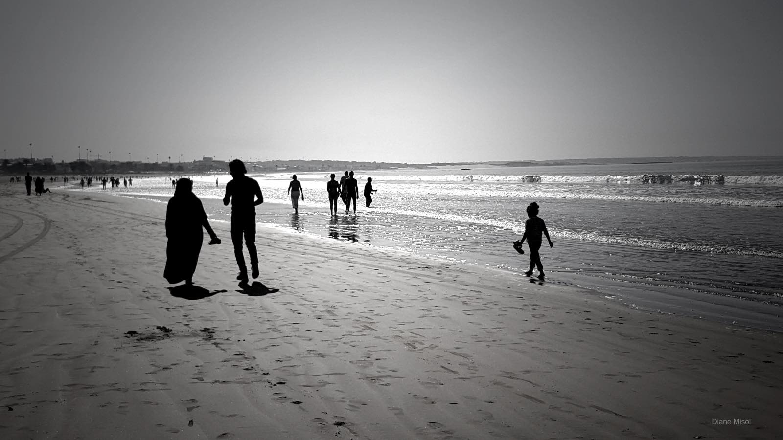 Black and white take of Agadir Beach, Morocco