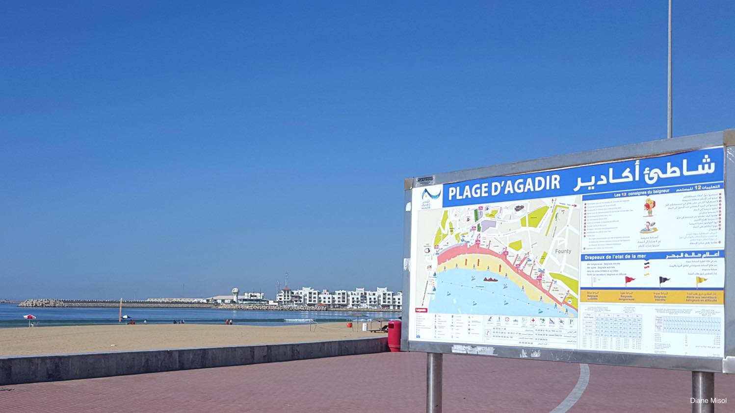 Beach Sign directory, Agadir, Morocco