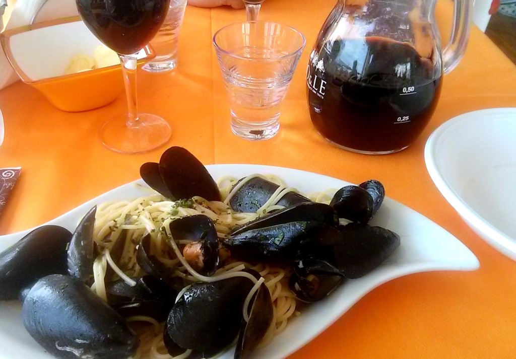 Mussels over Pasta