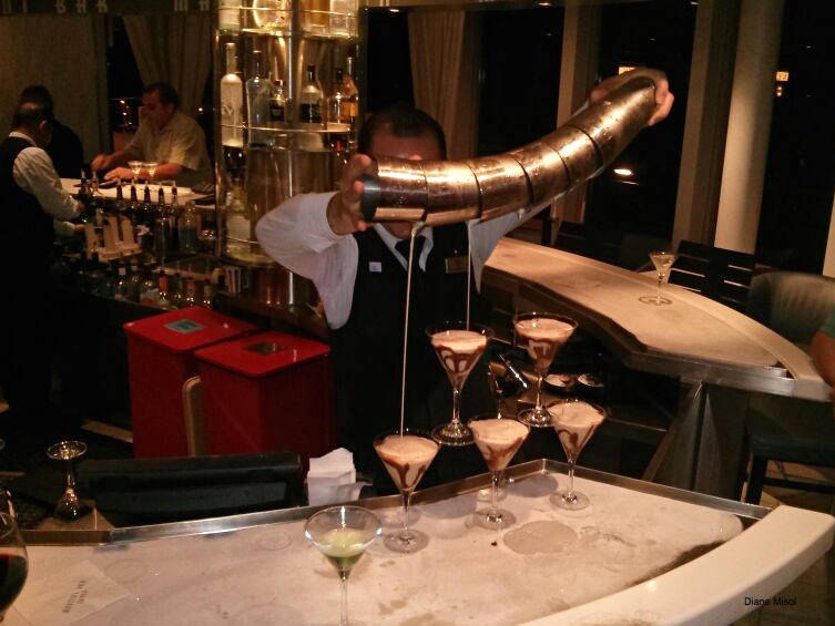 Martinis being poured on Celebrity's Ice Bar