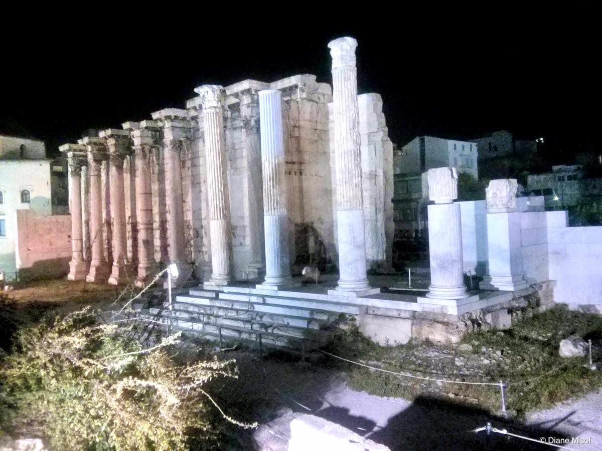 Hadrian's Library, Ruins by Night, Athens, Greece