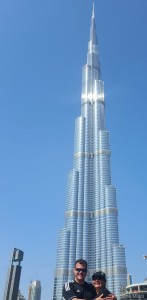 Us in front of the Burj Khalifa. Dubai, UAE