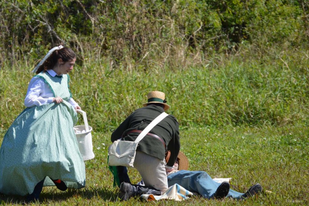 Field Nurse comes to Aid of Doctor, Battle Of Okeechobee, Florida