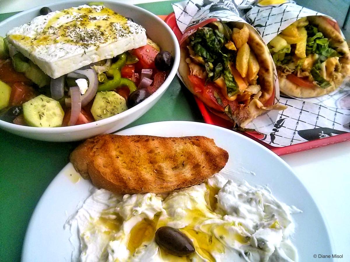 Greek Salad with Feta, Tzatziki and Gyros, Athens, Greece