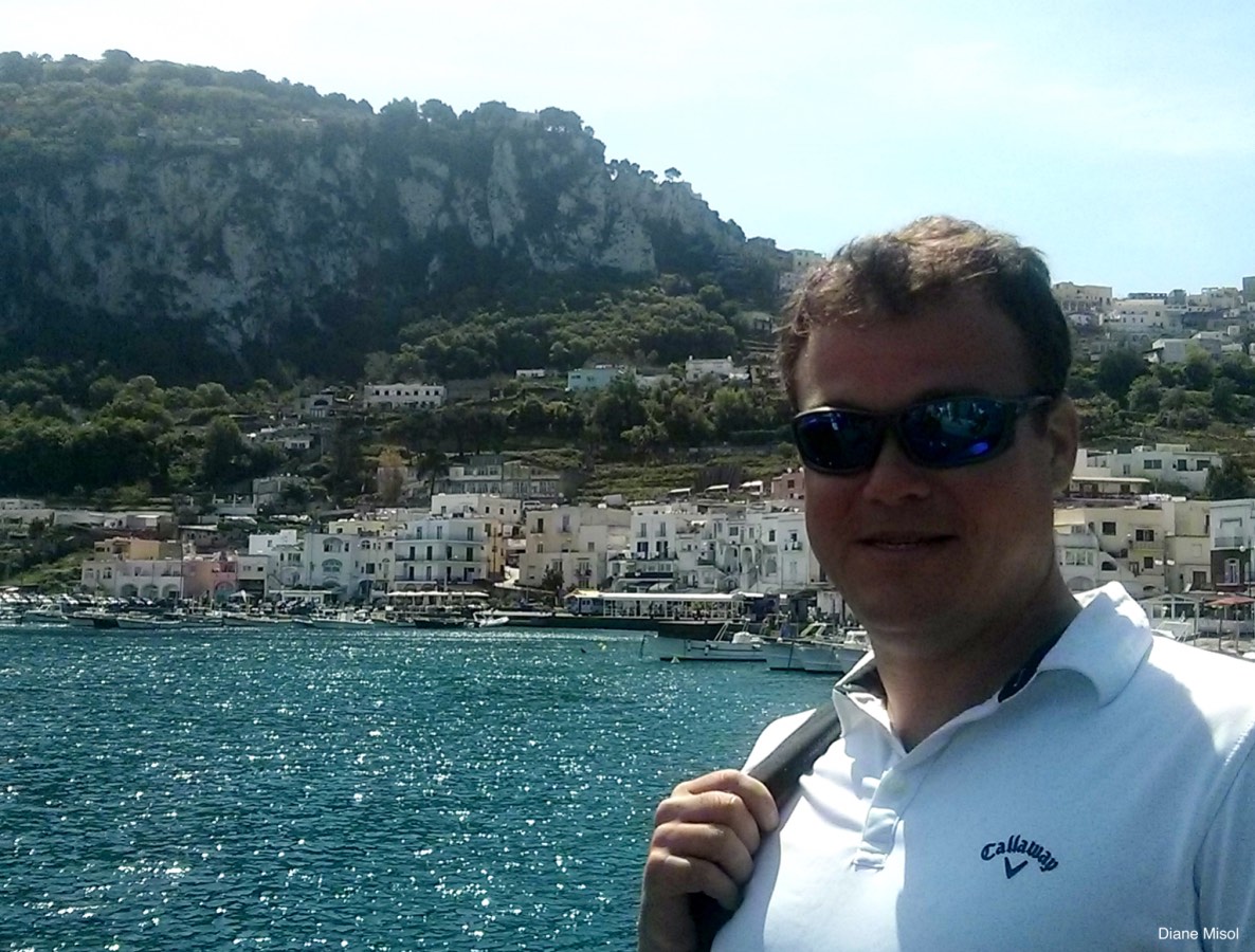 Ferry view of Capri, Italy