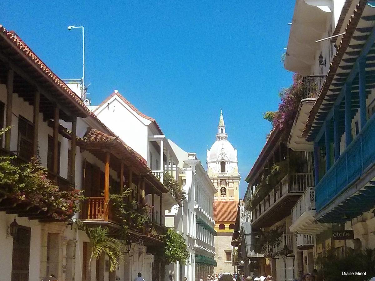 Flowers and Balconies, Side Street, Old Town Cartagena, Colombia