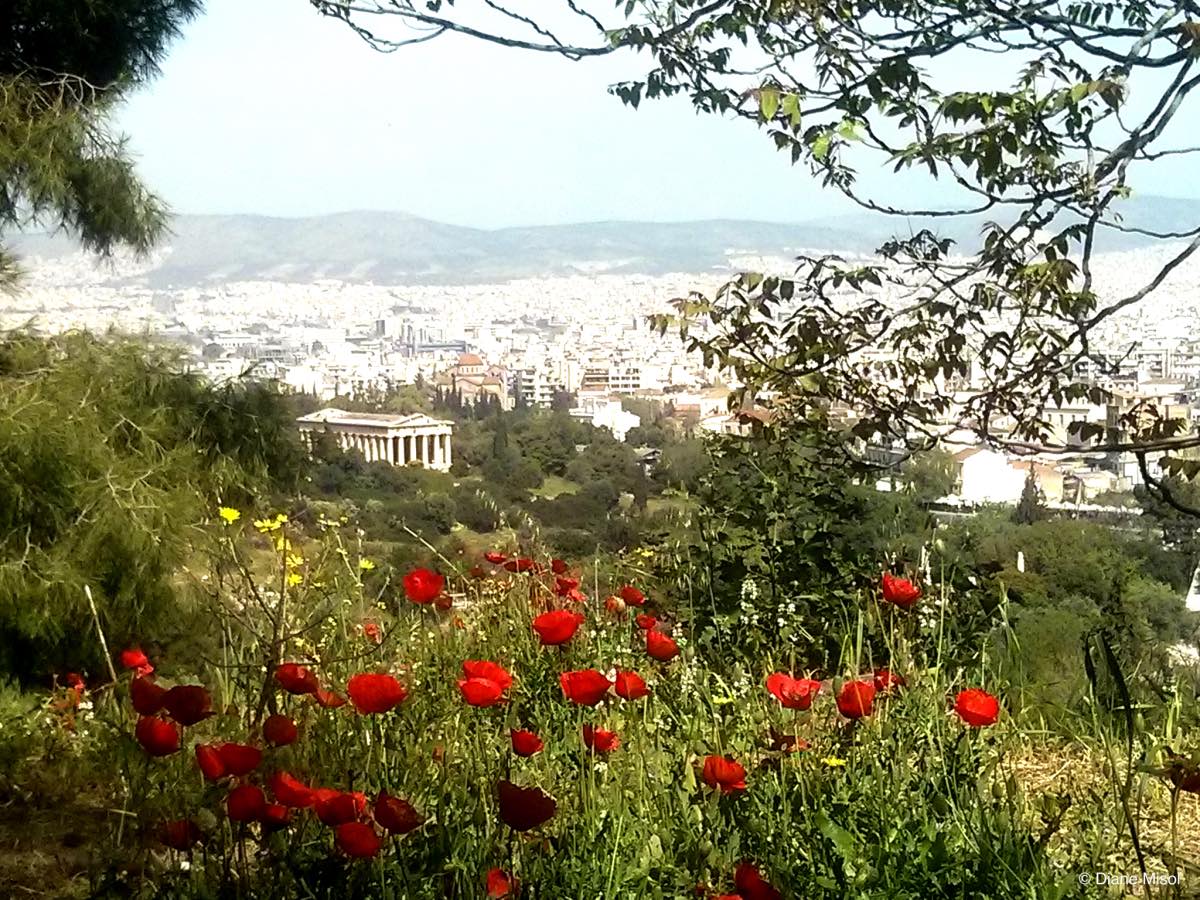 View of Ancient Agora and Modern Athens, Greece
