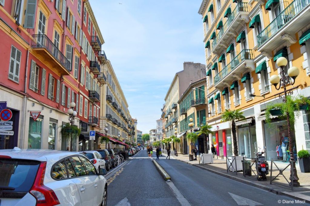 Colourful Street in Nice. French Riviera
