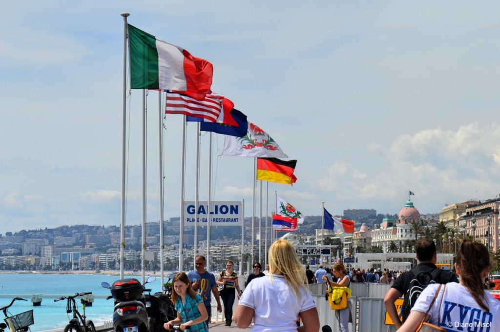 Flags on the Promenade. Nice, France