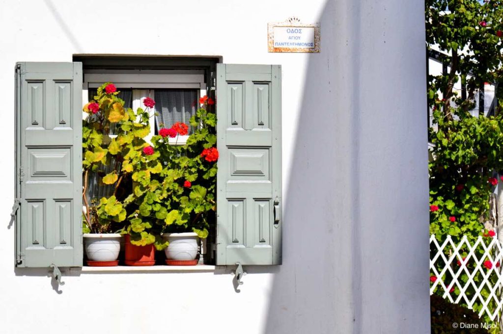 Flower Window. Mykonos, Greece
