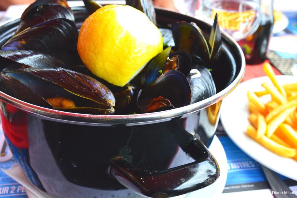 Pot of Mussels. Lunch in Nice, France