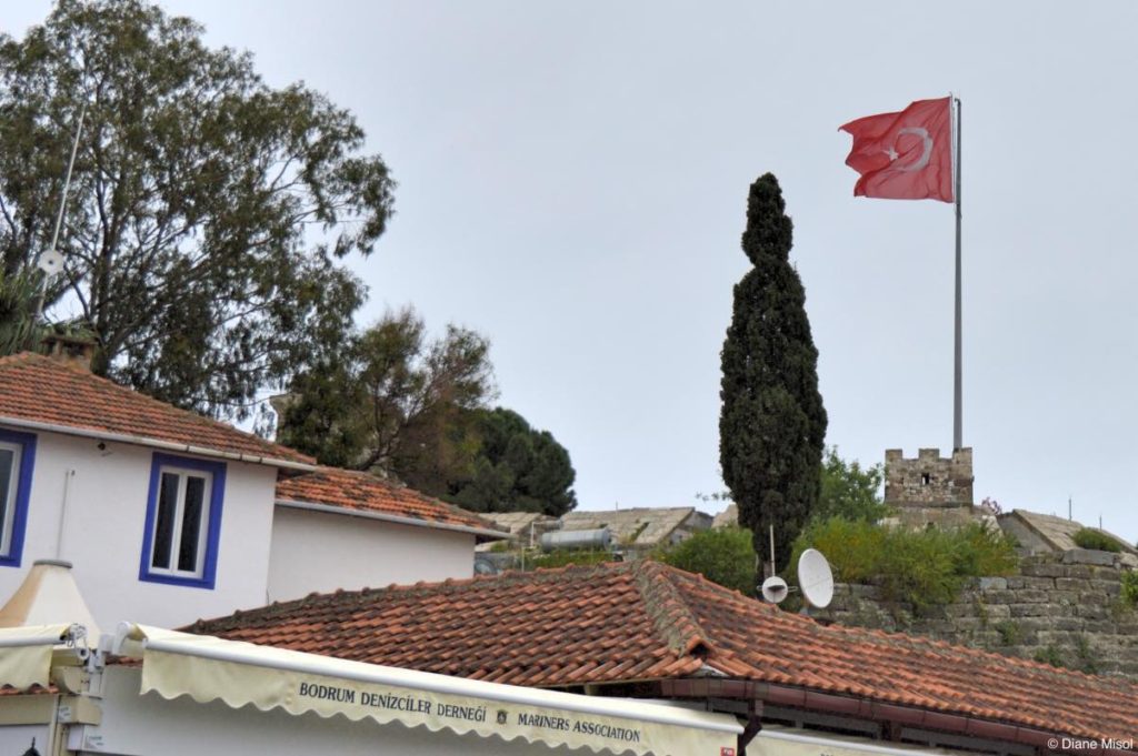 Turkish Flag Above Bodrum Castle, Turkey