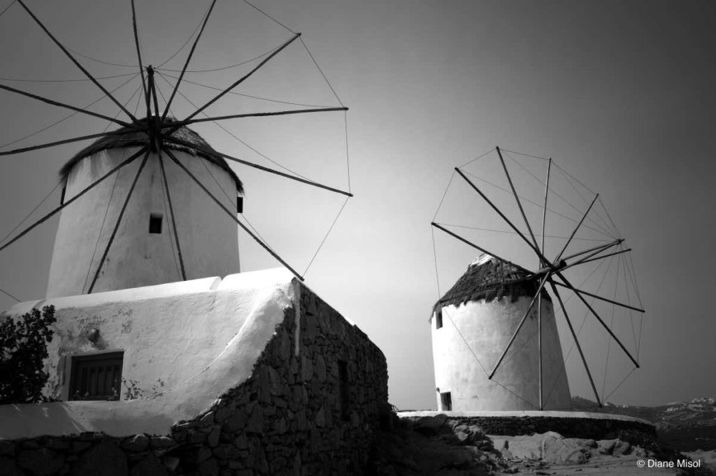 Twin Windmills. Mykonos, Greece
