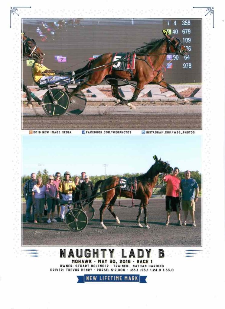 Naughty Lady B Win Photo. Mohawk Racetrack, Standardbred Racing