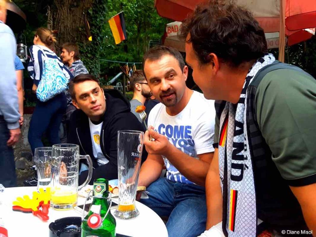 Soccer Fans, Beers, Discussions. Konstanz Kolbenfresser Biergarten, Germany