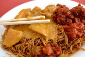 Curry Potatoes, Noodles, Crispy Chicken - Singapore, Hawker