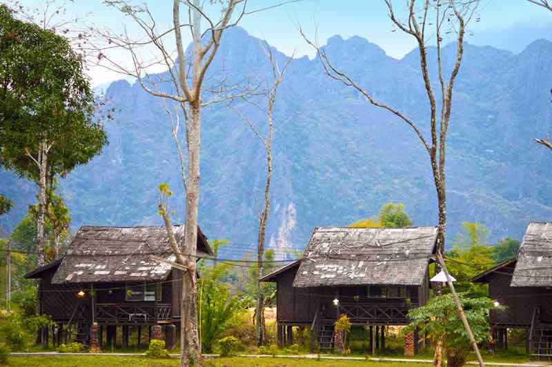 Riverside Garden Bungalows Nestled in the Mountains of Vang Vieng, Laos
