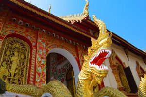 Dragon Guards the Entrance to ? Wat - Chiang Rai, Thailand