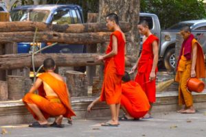 Monks Cleaning - Vientiane, Laos