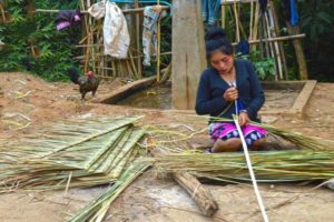 Weaving Grass Roof Tiles - Laos