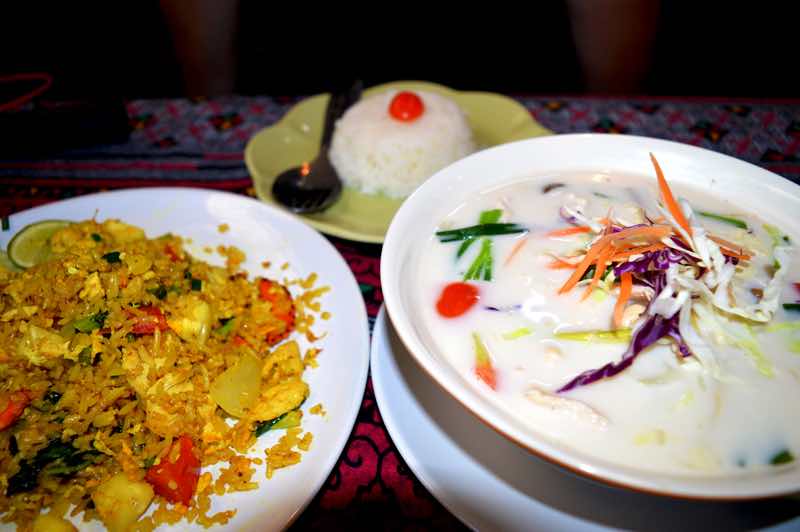 Curry Chicken Rice and Tom Kha Kai, Tikky Cafe - Chiang Mai, Thailand
