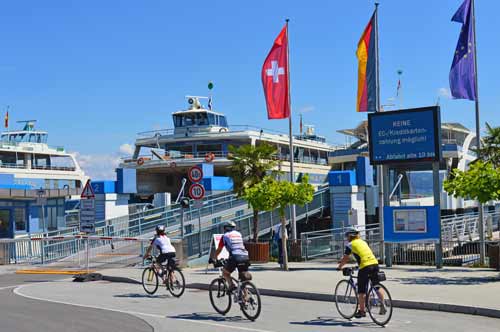 Cyclists Approach the Ferry - Konstanz / Meersburg - Germany -0184