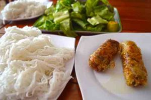Fried Spring Rolls, Vermicelli and Greens - Bun Cha Ha Noi, Duong Dong, Phu Quoc