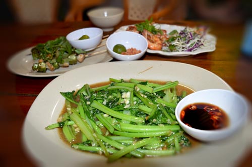 Greens in Garlic Oyster Sauce - Quan Ra Koi, Phu Quoc, Vietnam