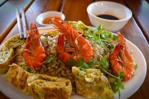 Sauteed Shrimp on Fried Rice with Omelette - Bia Ruou Restaurant, Phu Quoc, Vietnam