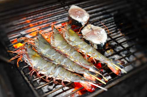 Barbecued Tiger Shrimp and Fish Steak - Restaurant Thu Phuong - Duong Dong, Phu Quoc, Vietnam