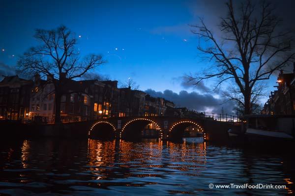 Canal Bridge Lights - Night in Amsterdam