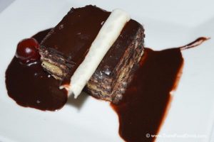 Opera Tart with Chocolate Sauce - Royal Restaurant, Serenity Hotels, Egypt
